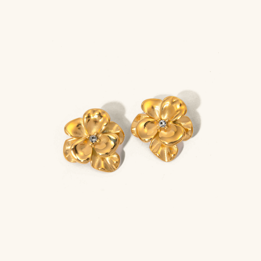 Flora Bloom - Gold Stud Earrings