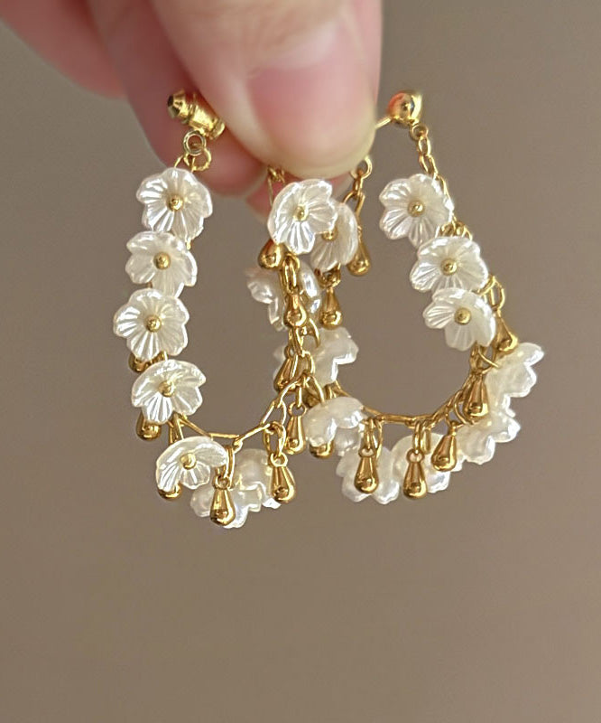 French Acrylic Tassel Alloy Gilding Earrings