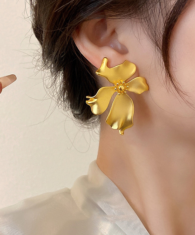 French Gold Copper Overgild Stud Earrings