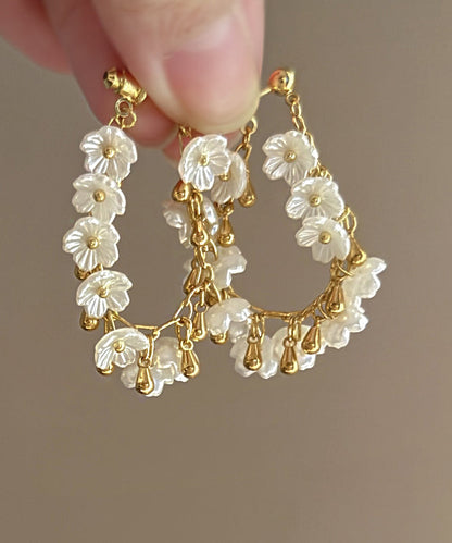 French Gold Copper Overgild Tassel Hoop Earrings