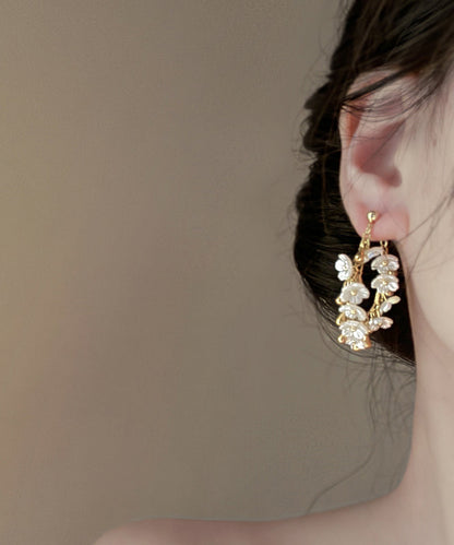 French Gold Copper Overgild Tassel Hoop Earrings