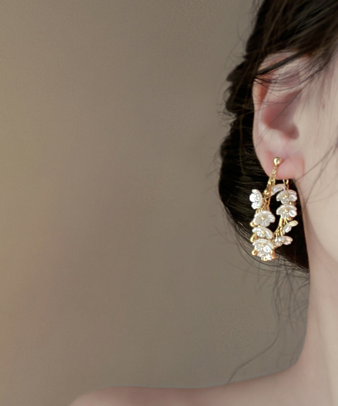 French Gold Copper Overgild Tassel Hoop Earrings