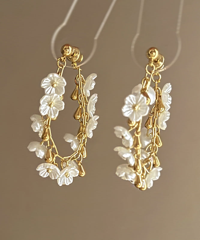 French Gold Copper Overgild Tassel Hoop Earrings