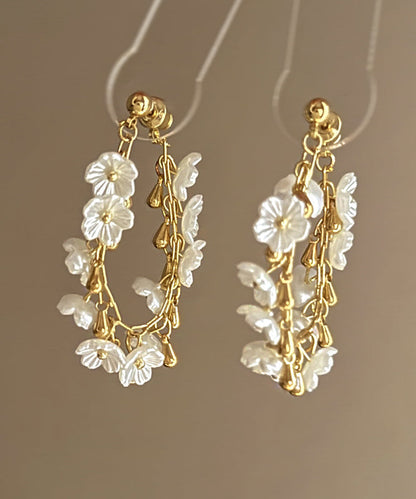French Gold Copper Overgild Tassel Hoop Earrings
