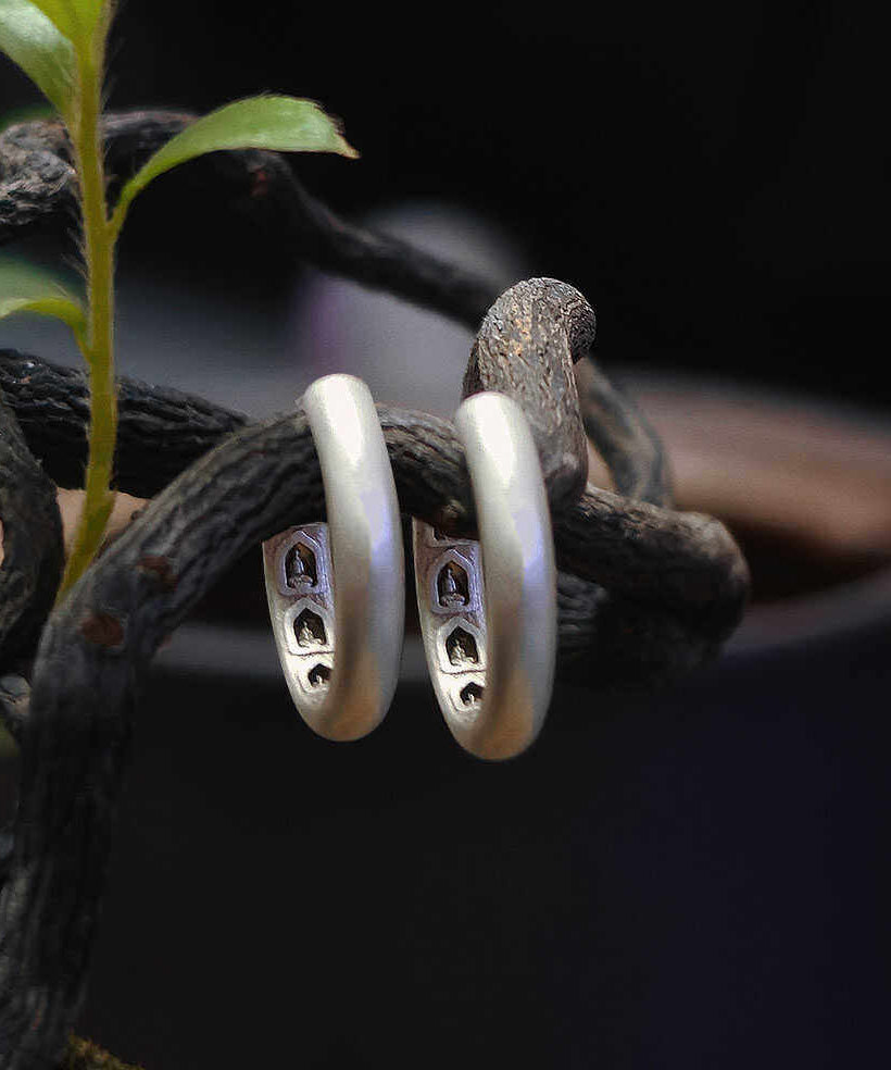 Handmade Original Design Silver Hoop Earrings