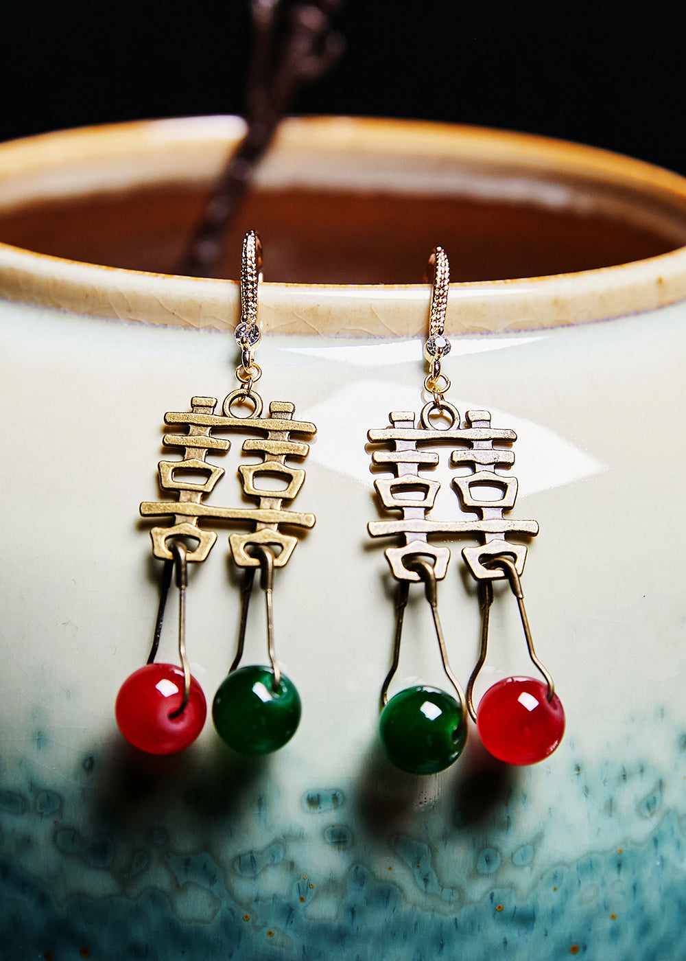 Handmade Xi Wedding Copper Tassels Drop Earrings