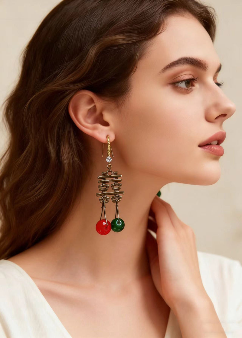 Handmade Xi Wedding Copper Tassels Drop Earrings