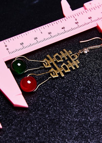 Handmade Xi Wedding Copper Tassels Drop Earrings