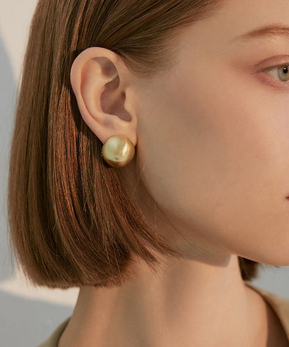 Golden Round Metal Stud Earrings