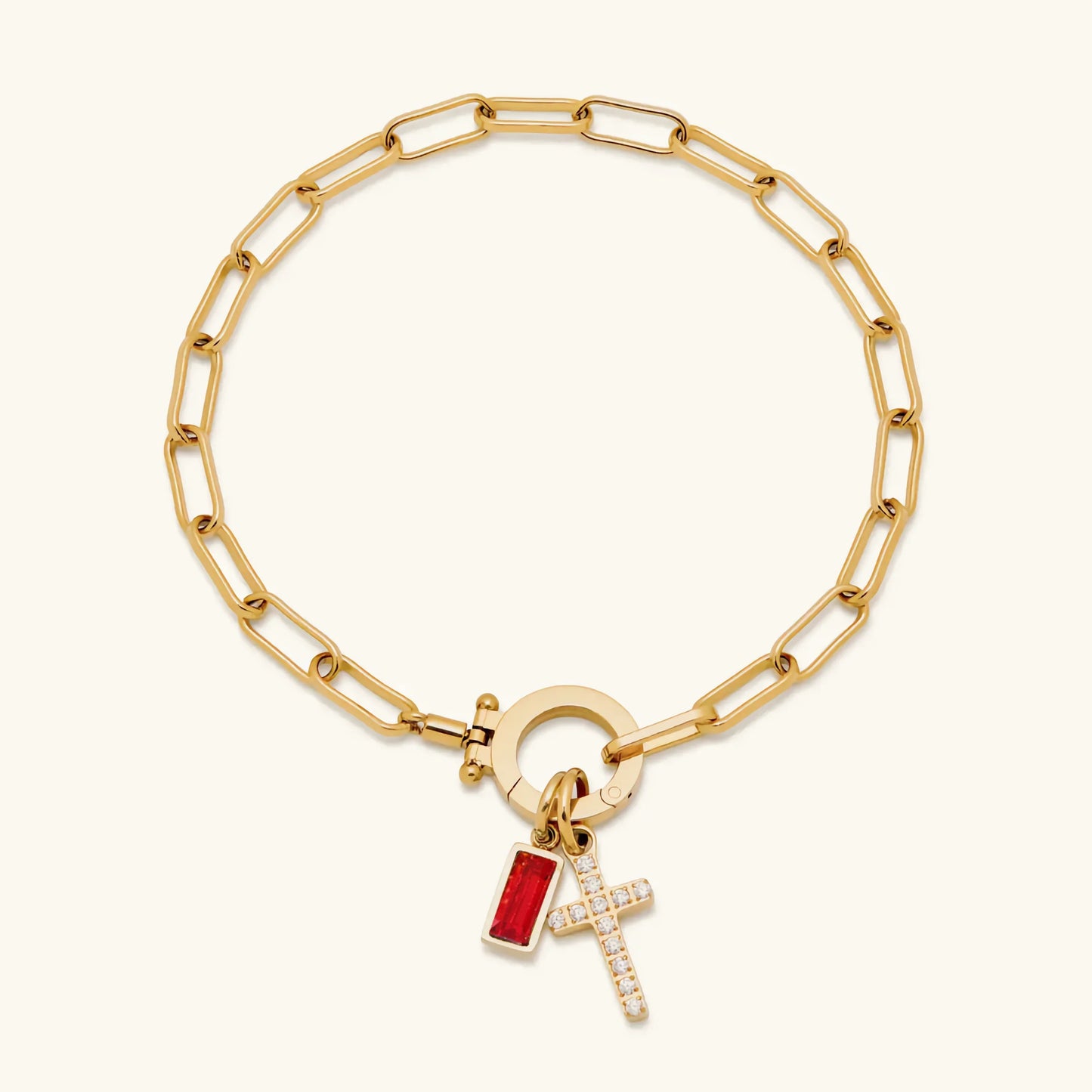Annabella Birthstone Cross Bracelet