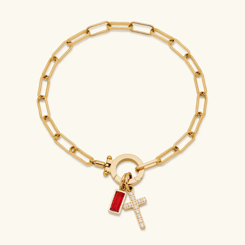 Annabella Birthstone Cross Bracelet