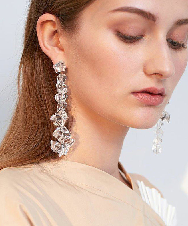 Korean Style Long Tassel Crystal Stud Earrings