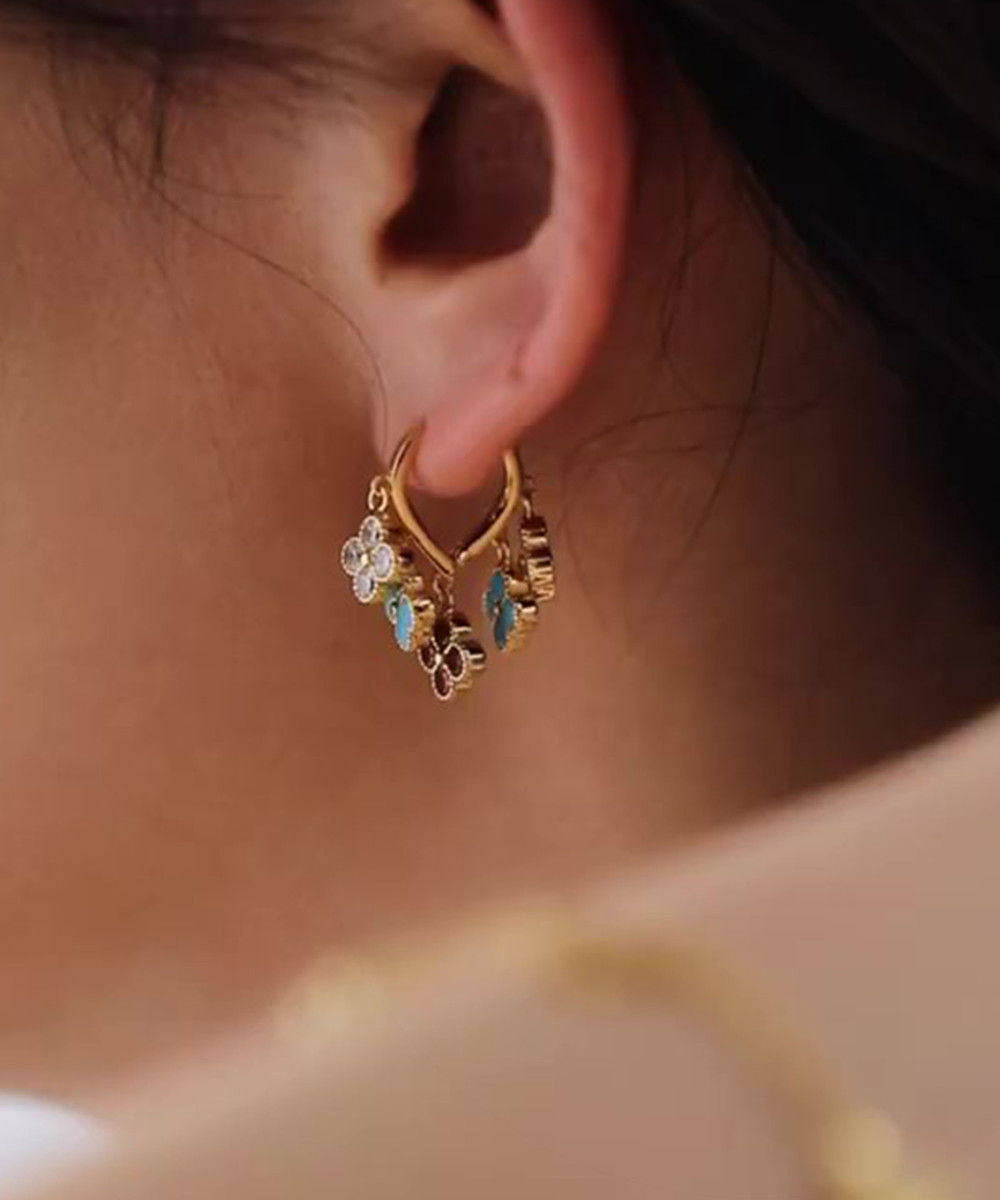 Light Colored Four Leaf Flower Earrings