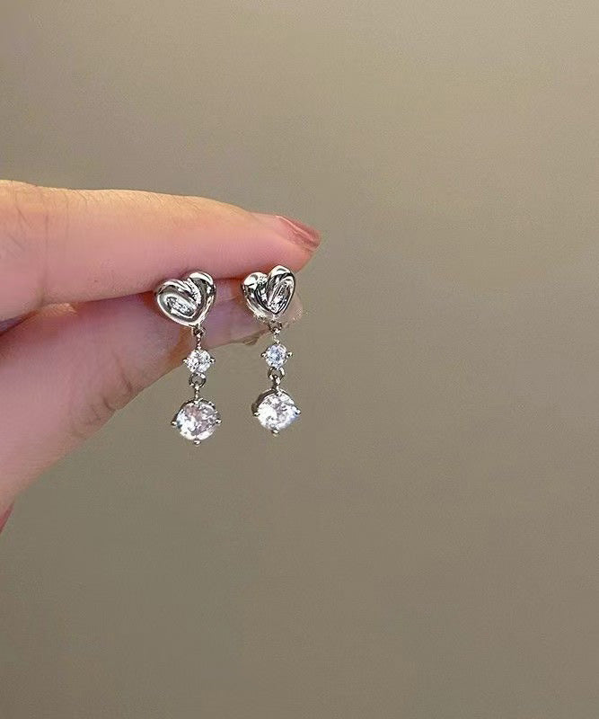 Light Heart-shaped Rhinestone Stud Earrings