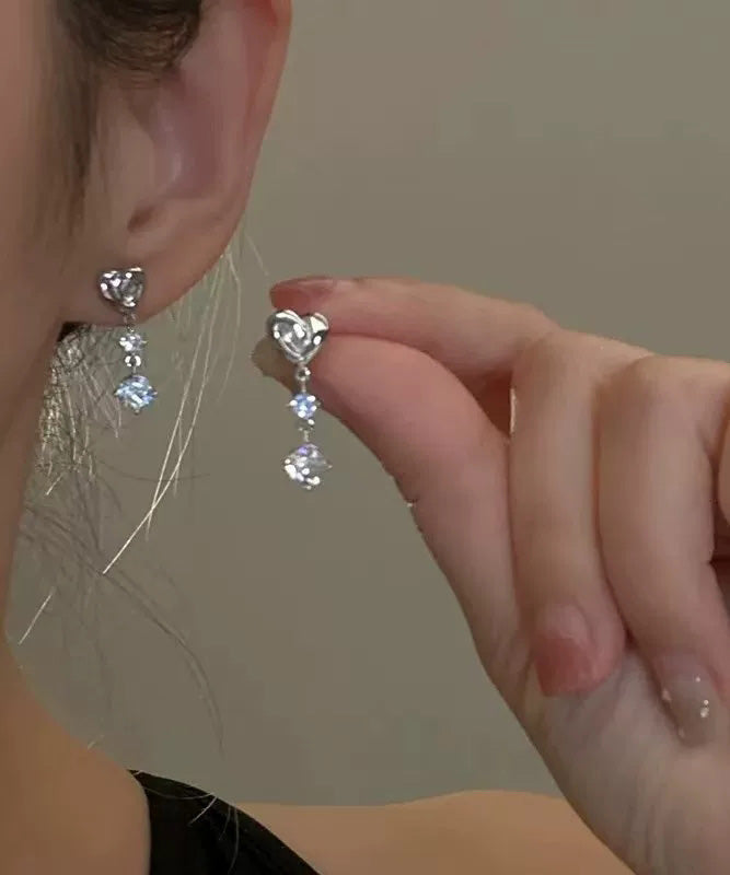 Light Heart-shaped Rhinestone Stud Earrings