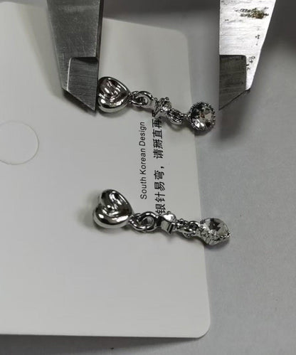 Light Heart-shaped Rhinestone Stud Earrings