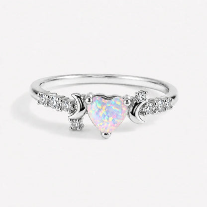 Moon Goddess Embrace Opal Heart Ring