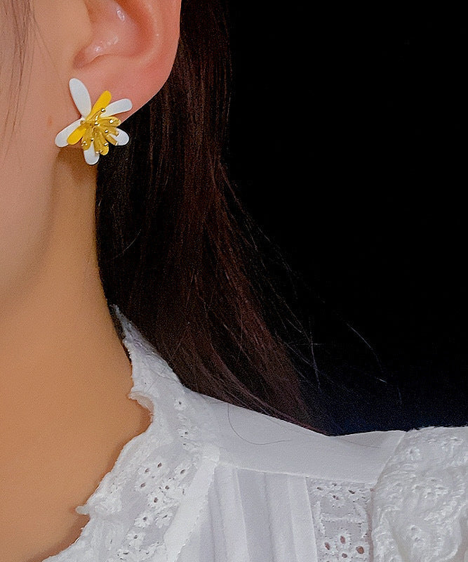 Modern Colorblock Copper Overgild Stud Earrings