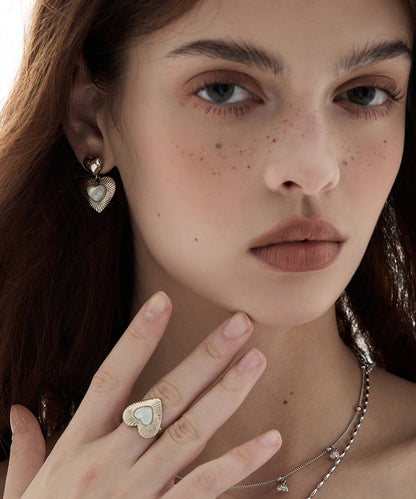 Modern Gold Copper Overgild Shell Love Drop Earrings