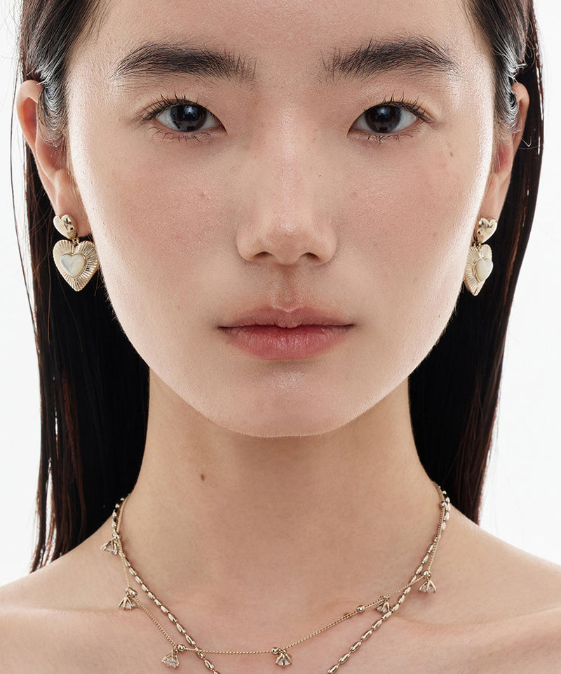 Modern Gold Copper Overgild Shell Love Drop Earrings