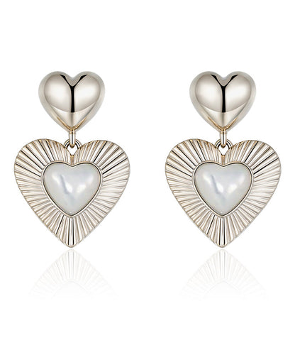 Modern Gold Copper Overgild Shell Love Drop Earrings