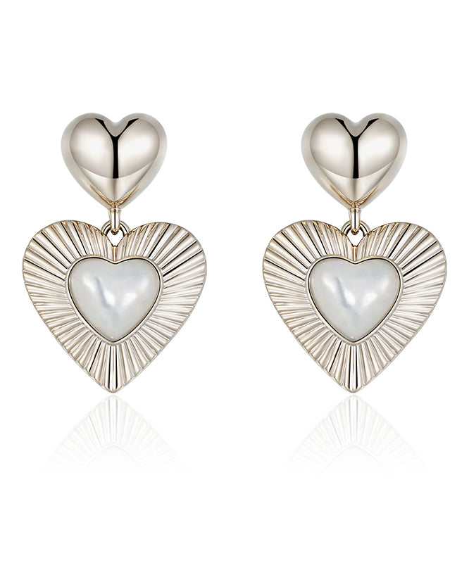 Modern Gold Copper Overgild Shell Love Drop Earrings