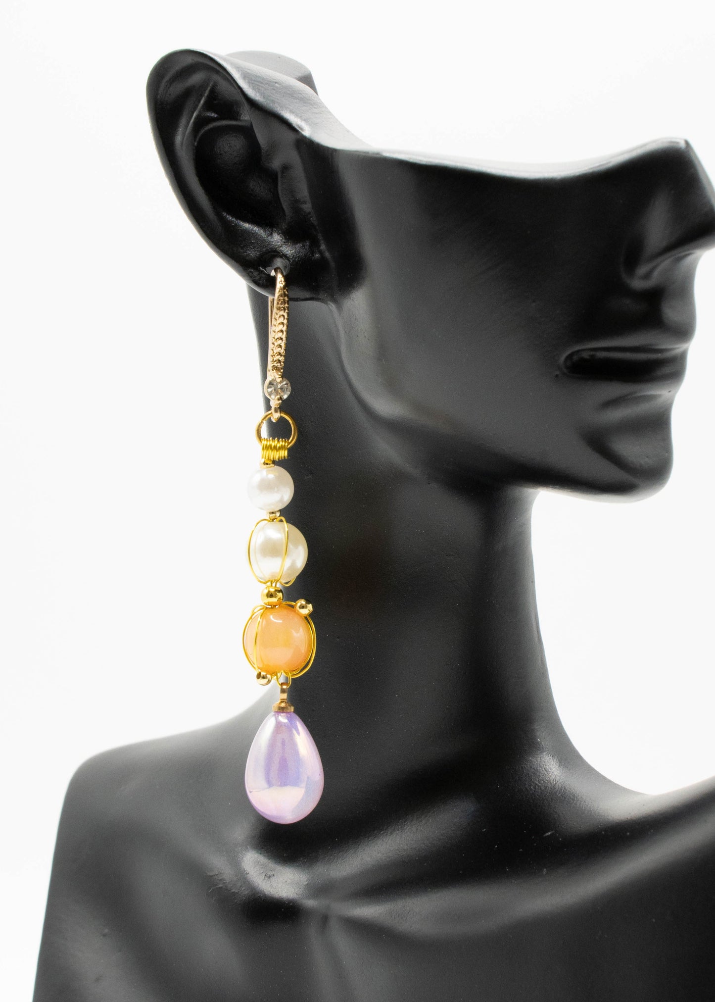 Modern Purple Acrylic Fine Pearl Drop Earrings