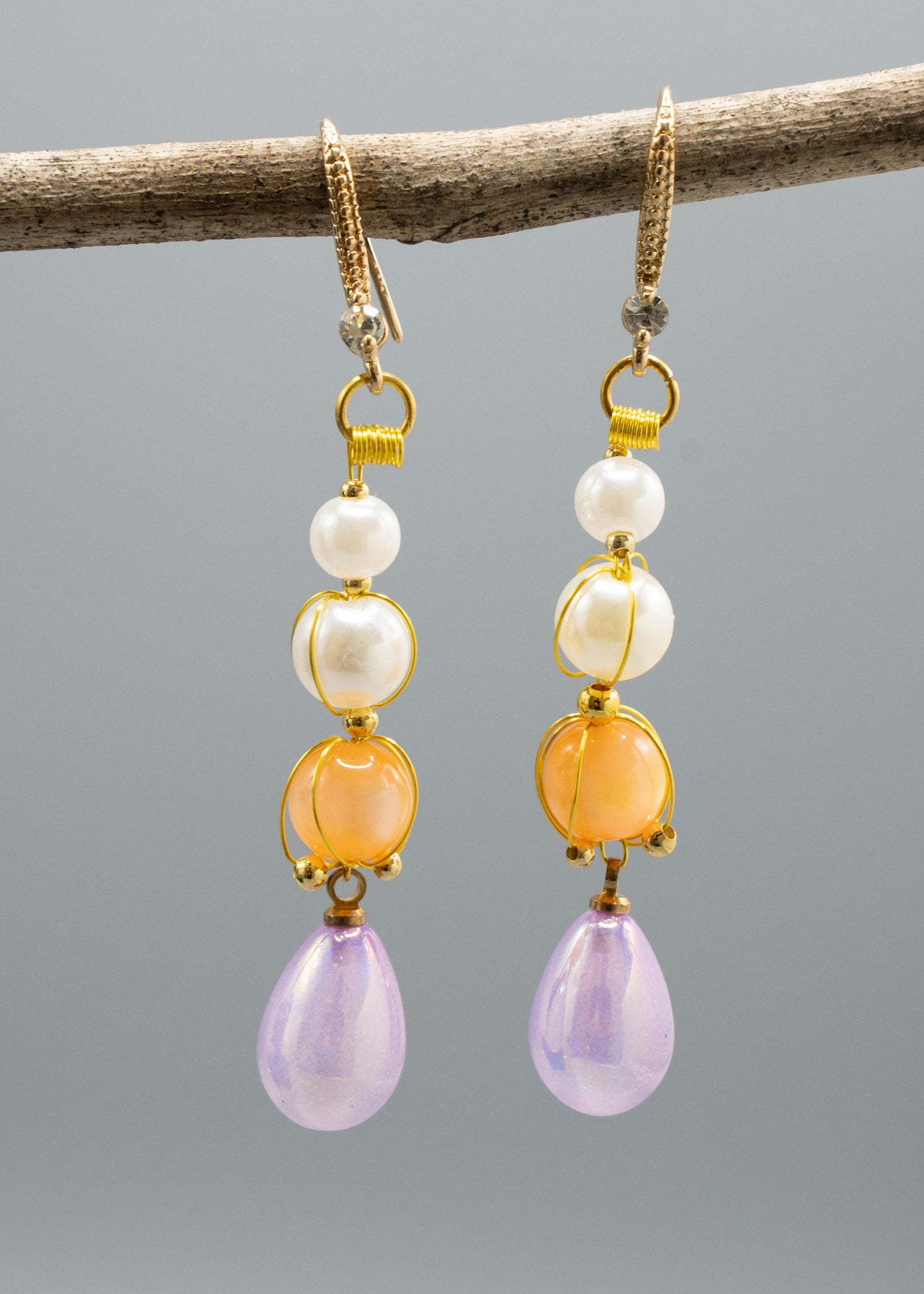 Modern Purple Acrylic Fine Pearl Drop Earrings