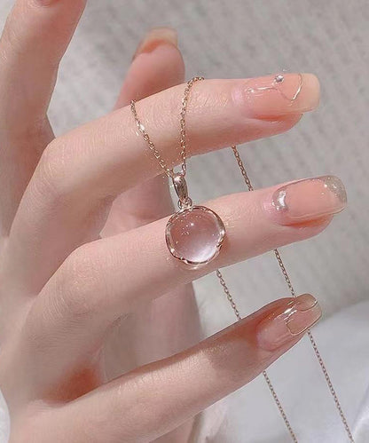 Modern Rose Sterling Silver Crystal Pendant Necklace Et038