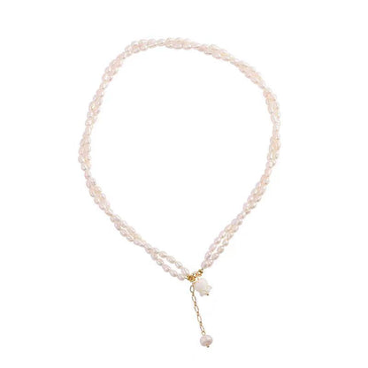 Modern White Alloy Double Layered Pearl Graduated Bead Necklace