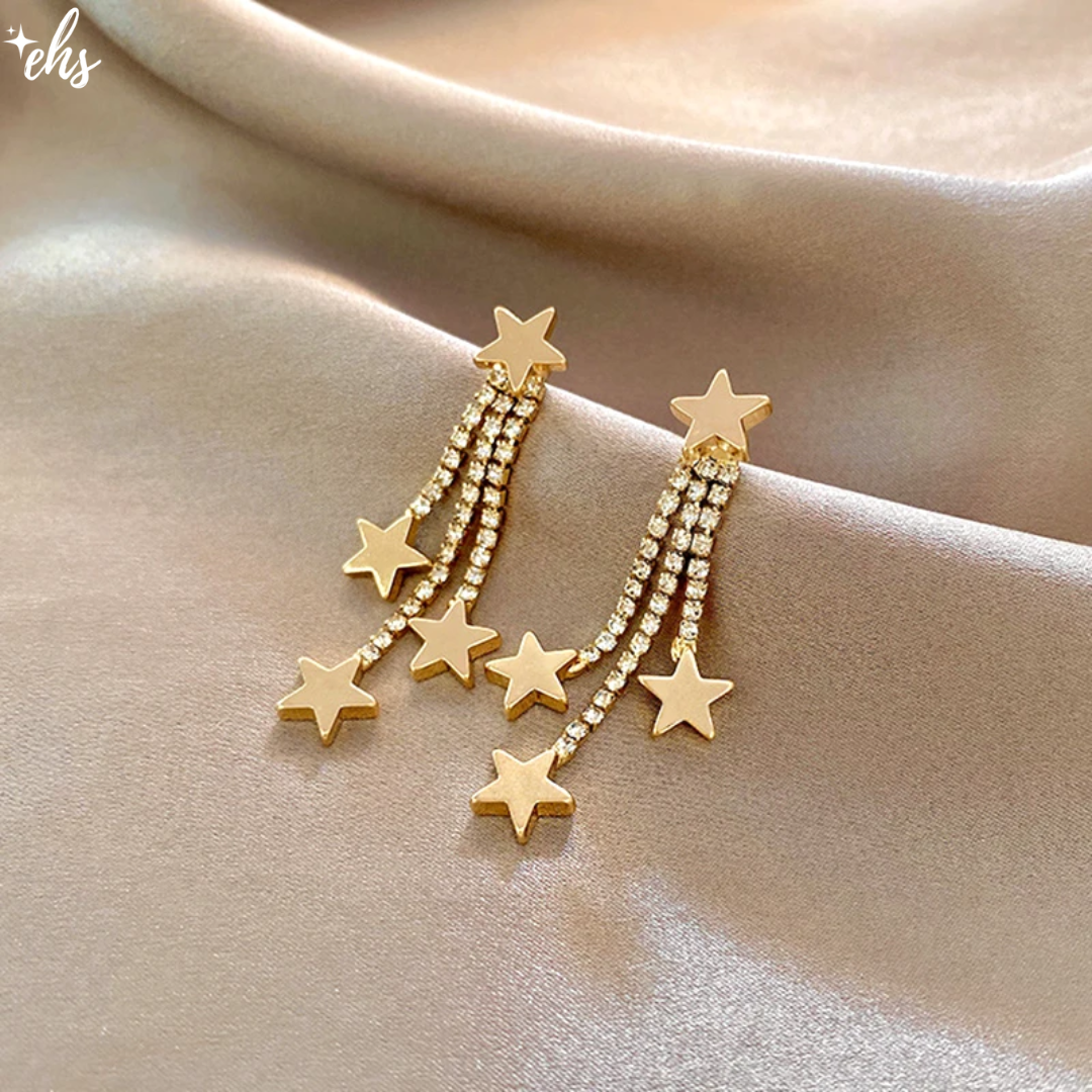 Star Tassel Gold Earrings