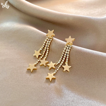 Star Tassel Gold Earrings