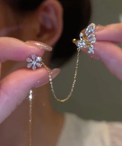 Shiny Crystal Butterfly Ear Cuff Clip Earrings