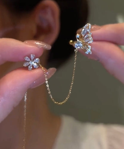 Shiny Crystal Butterfly Ear Cuff Clip Earrings