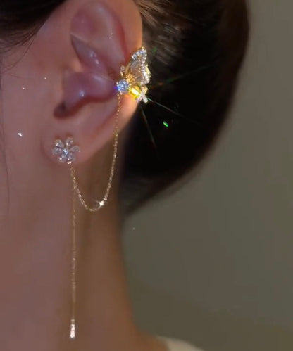 Shiny Crystal Butterfly Ear Cuff Clip Earrings