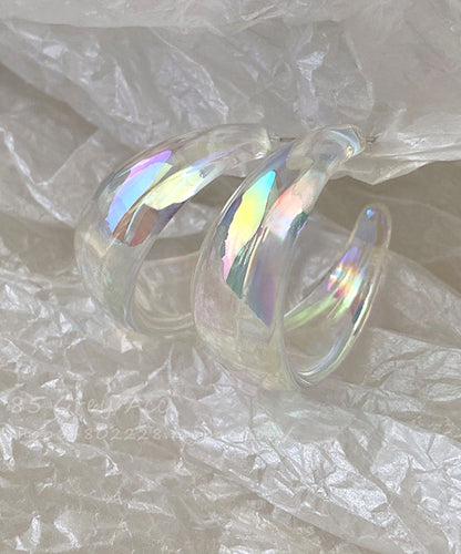 New Rainbow Acrylic Hoop Earrings