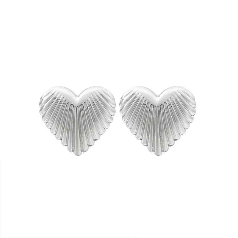 Aurelia - Ribbed Heart Statement Earrings