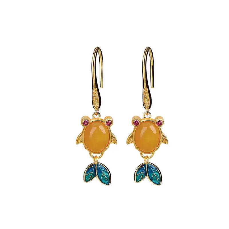 Amber Fish Dangle Earrings