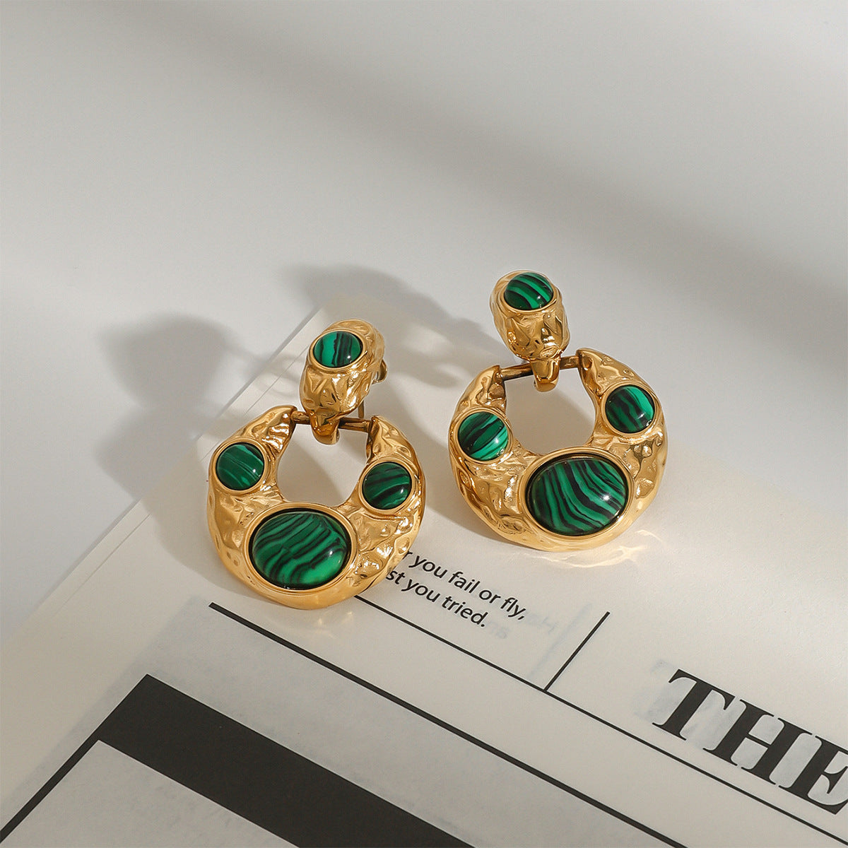 Malachite Statement Hoop Earrings