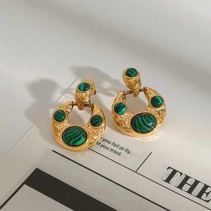 Malachite Statement Hoop Earrings
