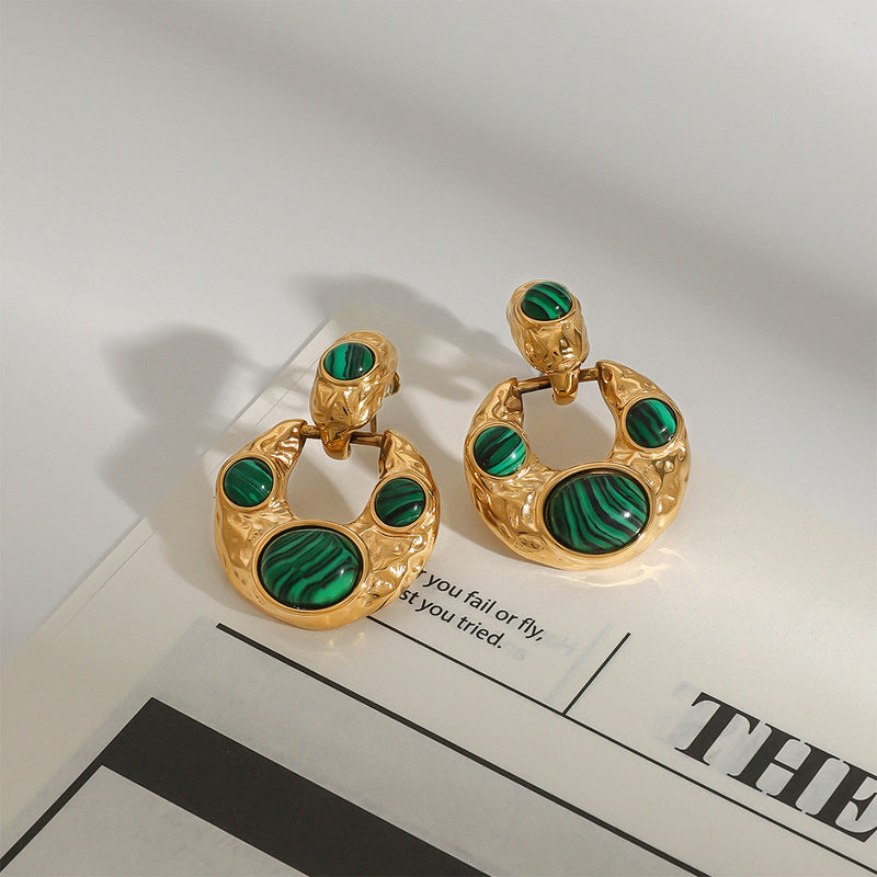 Malachite Statement Hoop Earrings