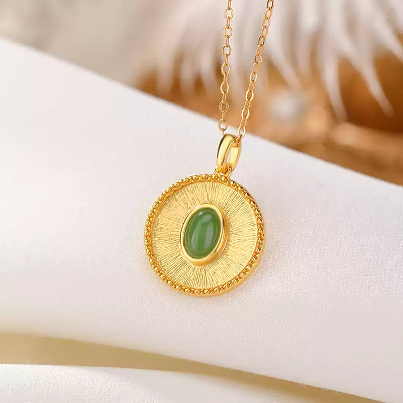 Jade Oval Pendant Necklace