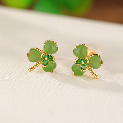 Talia Jade Clover Stud Earrings