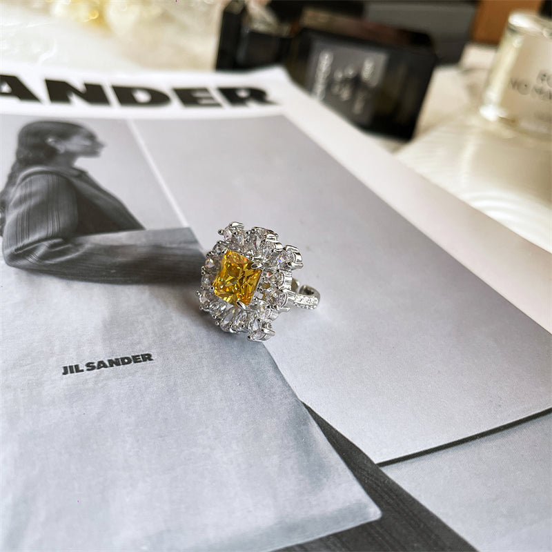 Rena Golden Zircon Crystal Ring