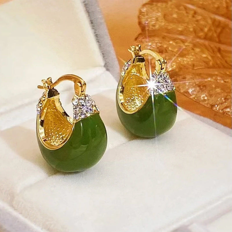 Adalina Avocado Gem Basket Earrings