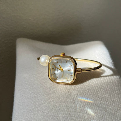 Square Pearl Bracelet Watch