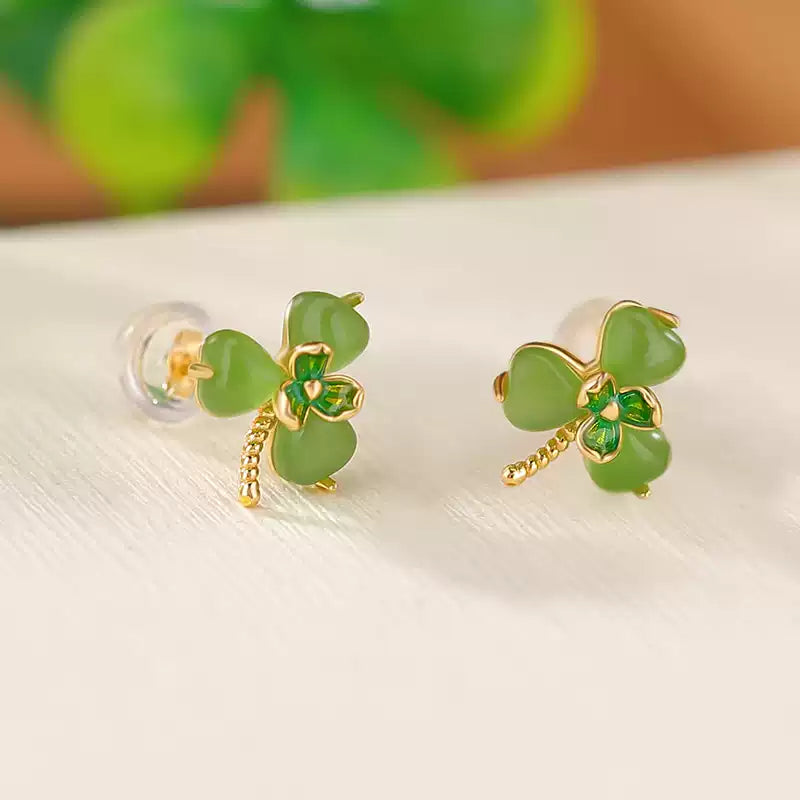 Talia Jade Clover Stud Earrings