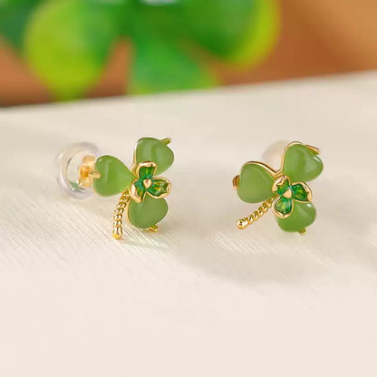 Talia Jade Clover Stud Earrings