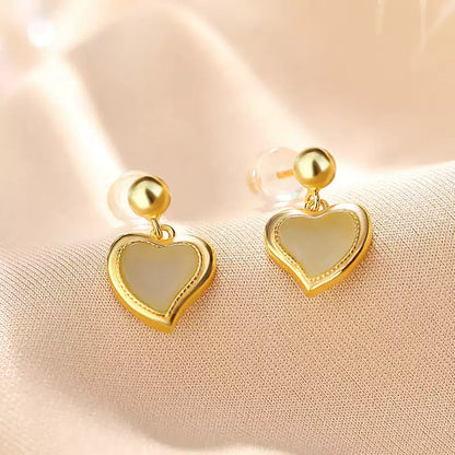 Bella Heart Jade Drop Earrings