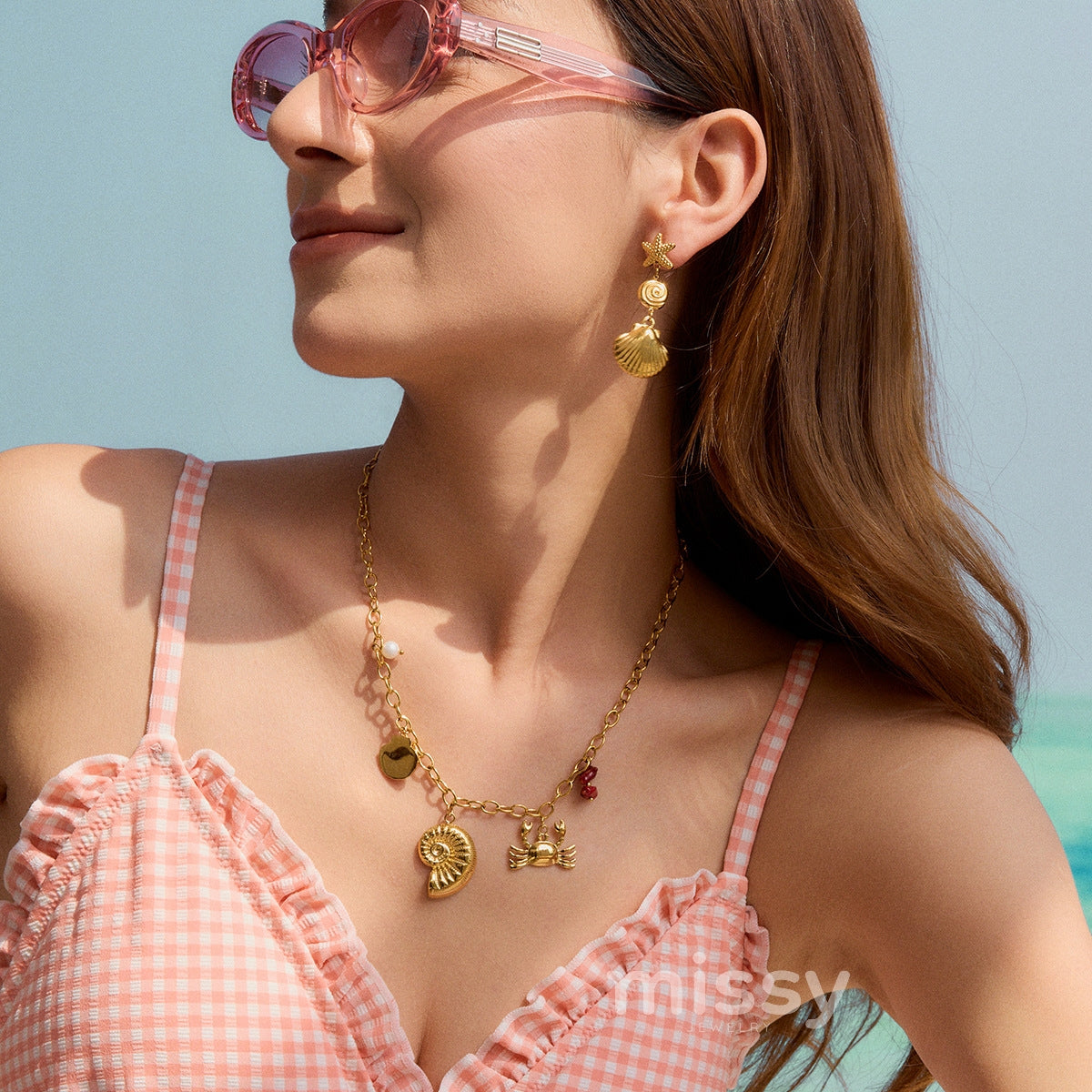 Lillia Golden Nautical Charm Necklace